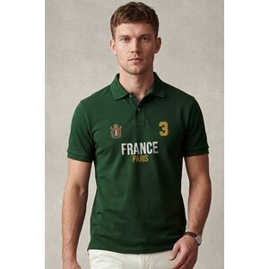 Polo Tričko, Barva Zelená, s Potiskem France Paris Varsity obraz