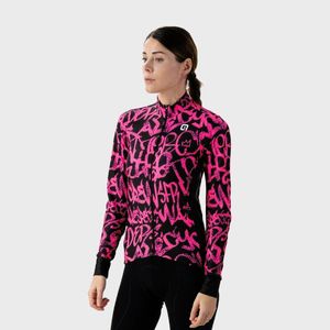 ALÉ Cyklistický dres s dlouhým rukávem zimní - SOLID RIDE LADY WNT - černá/růžová obraz