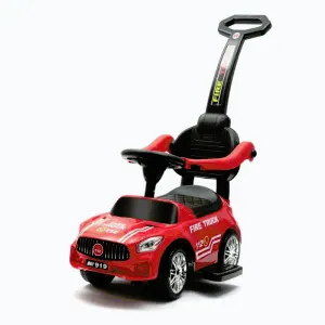 BABY MIX Dětské odrážedlo se zvukem a vodící tyčí HASIČI červené - Červená obraz