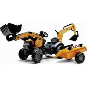 Falk Šlapací traktor 967N Case CE s nakladačem, rypadlem a vlečkou obraz