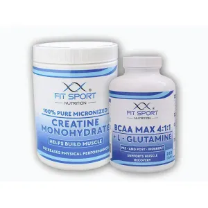 FitSport Nutrition 100% Creatine Monohydrate 550g + BCAA MAX 4: 1: 1 + L-Glutamine 240 caps obraz