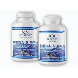 FitSport Nutrition 2x Omega 3 3000mg Pure Fish Oil + Vitamin E 150 softgels - Rybí olej obraz