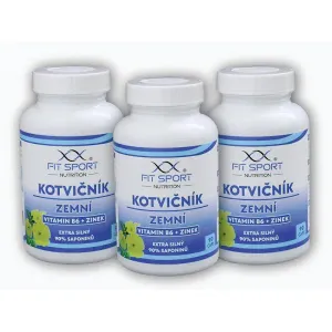FitSport Nutrition 3x Kotvičník zemní 90% + Vitamin B6 + Zinek 90 kapslí obraz
