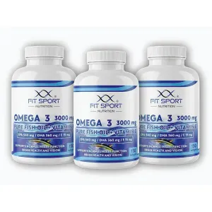 FitSport Nutrition 3x Omega 3 3000mg Pure Fish Oil + Vitamin E 150 softgels - Rybí olej obraz