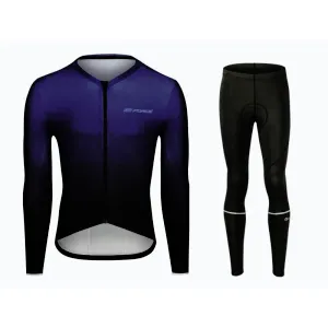 Force SMOOTH modro-černý cyklodres - dlouhý rukáv + Force MAZE černé cyklokalhoty - XS obraz