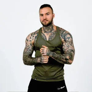 GymBeam Tílko Stringer Tank Top Heather Olive Green POUZE M - vojenská zelená (VÝPRODEJ) obraz