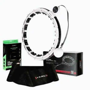 HMS Sada masážní hula hoop HHM16 bílá se závažím, magnety a počítadlem a zeštíhlujícího pásu BR163 PLUS SIZE obraz