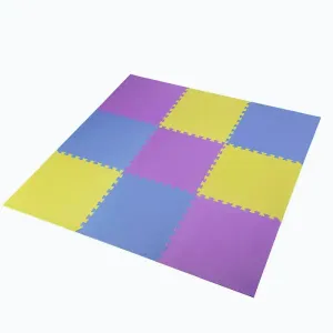 ONE FITNESS Ochranná puzzle podložka MP10 žlutá-modrá-fialová obraz