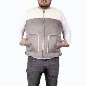 Vlnka Vesta z ovčí vlny velur šedá POUZE 3XL (VÝPRODEJ) obraz